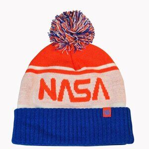 Habitat Skateboards NASA Pom-Pom Beanie One Size Orange White Blue Winter Hat